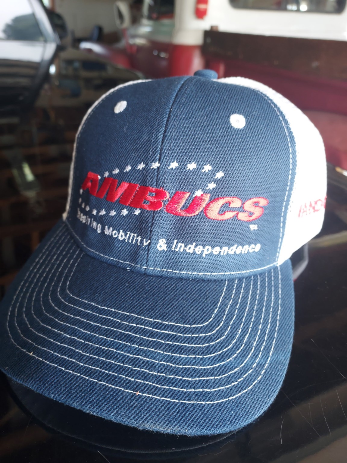 Organization logo embroidered on a custom hat